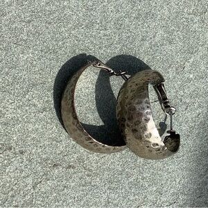 Textured Silver Hoop Earrings